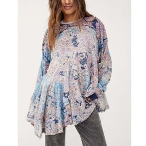 Free People Making Circles Tee in Moroccan blue Combo XS
